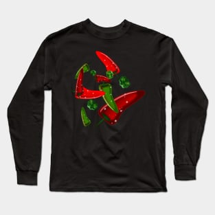 Green and Red Jalapeno Peppers Long Sleeve T-Shirt